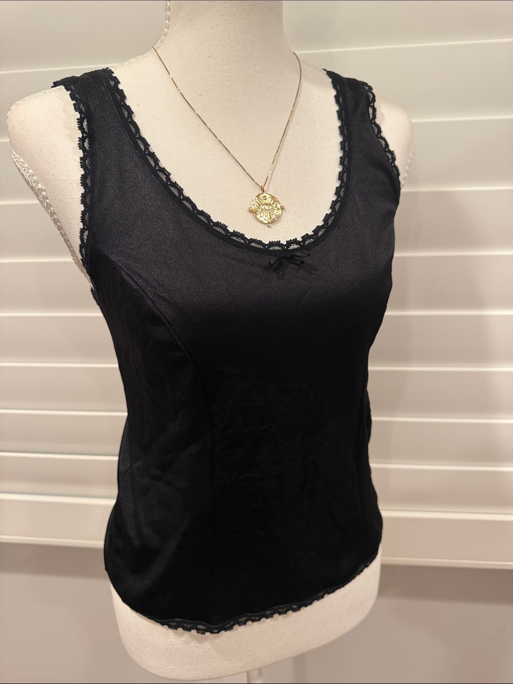 Vintage Black Lace-Trim Camisole